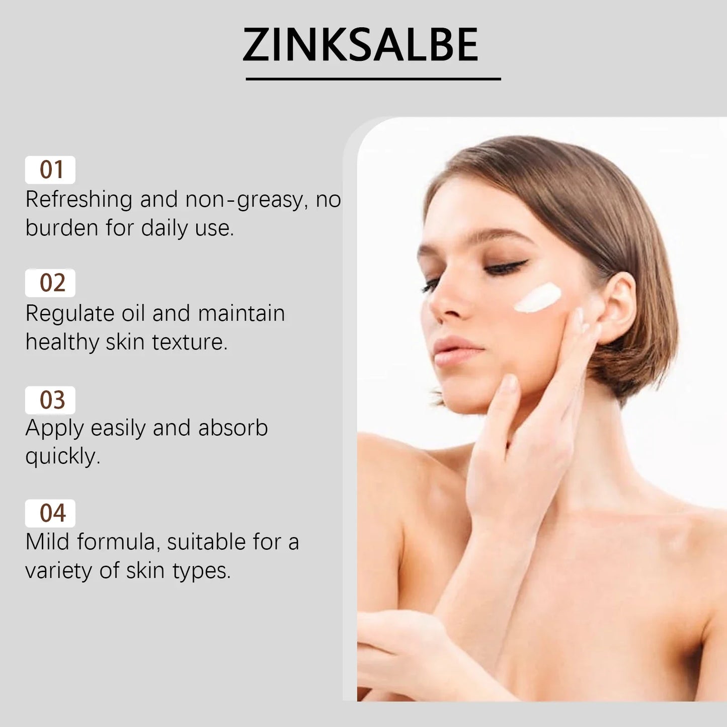 OUHOE Zinc Acne Cream – Pimple Marks, Pores & Oil Control 50g