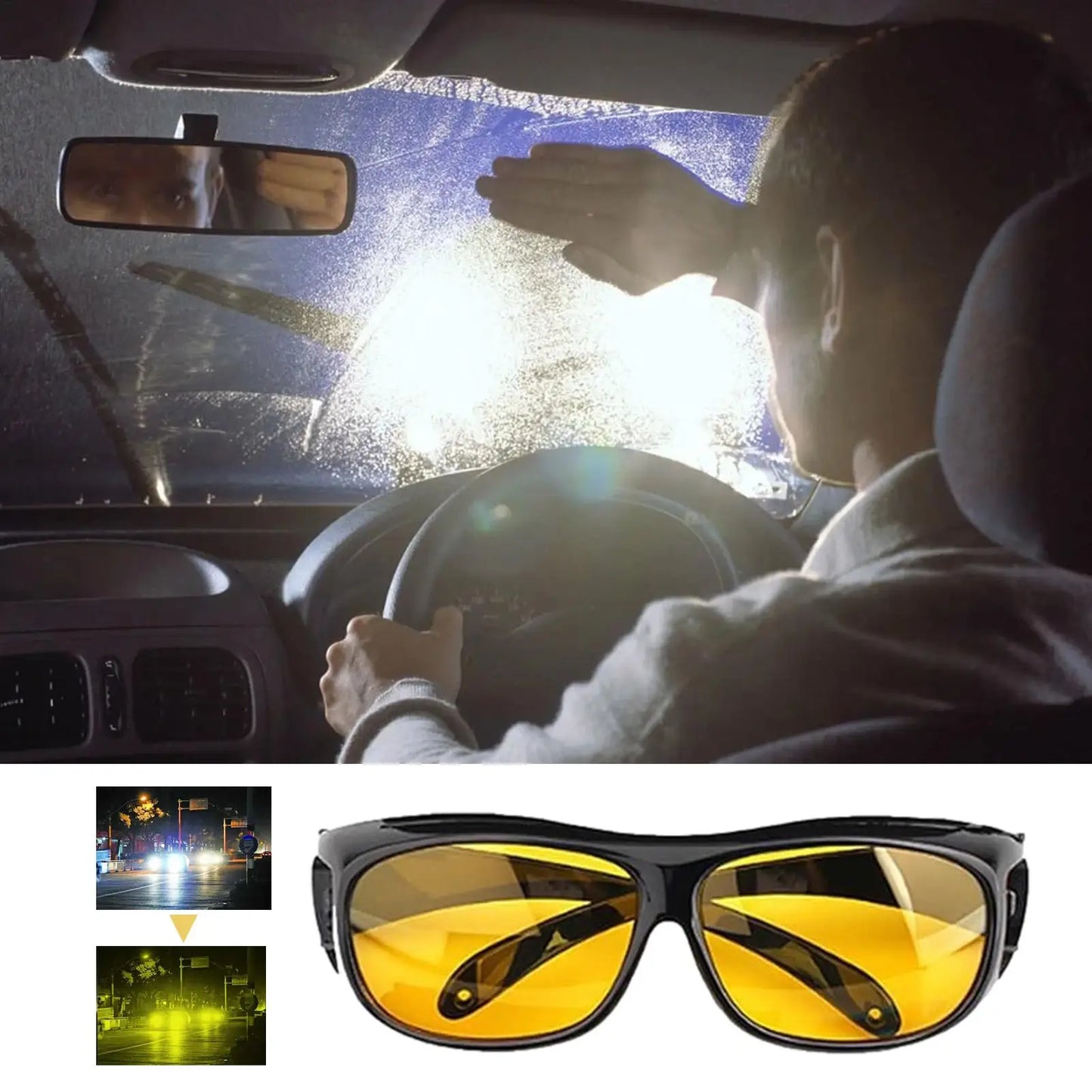 Night Vision Glasses For Women Men Outdoor Sports Oversized Driver Anti-Glare For Night Driving Can With Prescription Glasses Peaceful Pleasures Health and Wellness