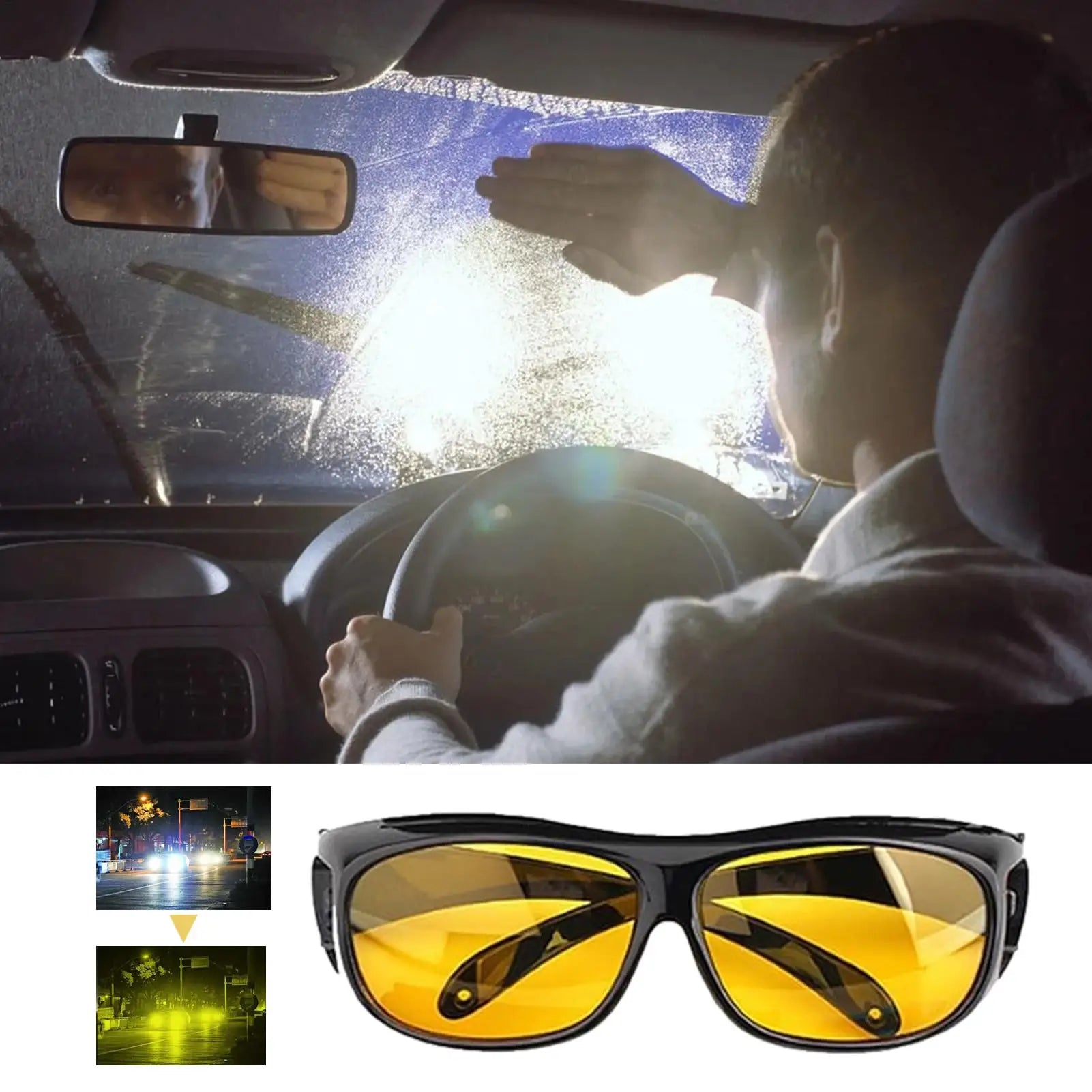 Night Vision Glasses For Women Men Outdoor Sports Oversized Driver Anti-Glare For Night Driving Can With Prescription Glasses Peaceful Pleasures Health and Wellness