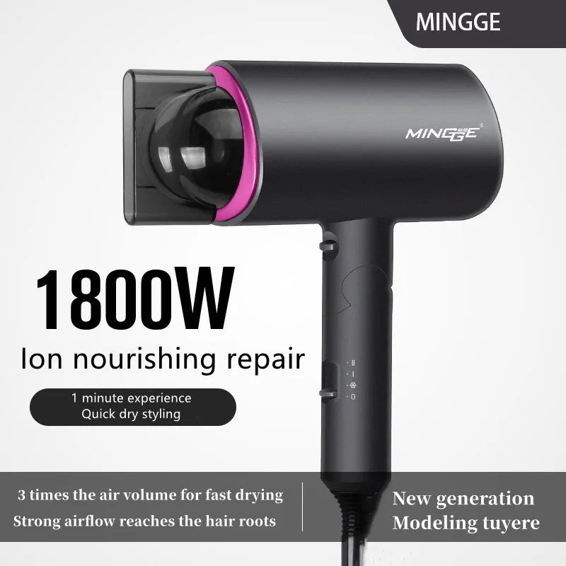 Popular Foldable Hair Dryer 1800W Blue Light Negative Ion Super Silent US/EU/UK/Plug 110V/220V Home Barber Recommended Peaceful Pleasures Health and Wellness