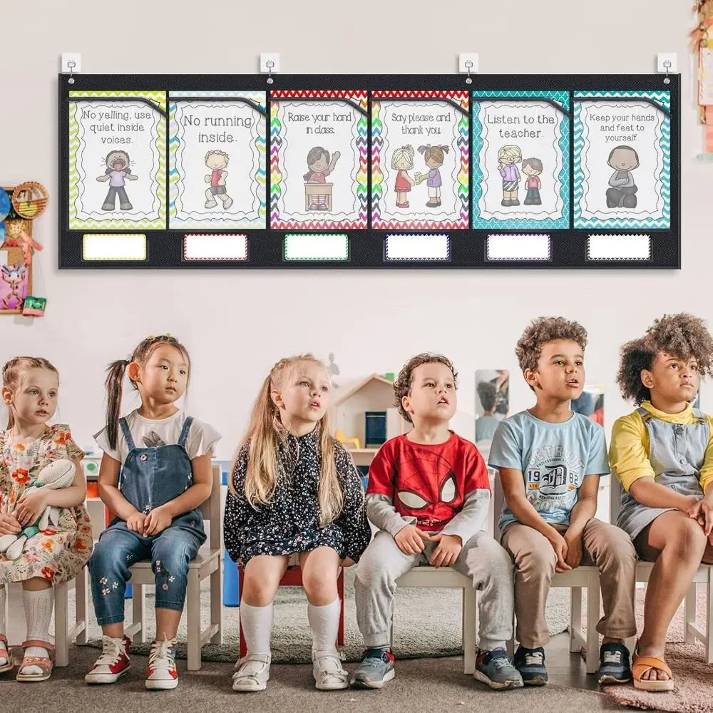 Wall Pocket Chart 6 Clear Pockets – Homework & Class Organizer