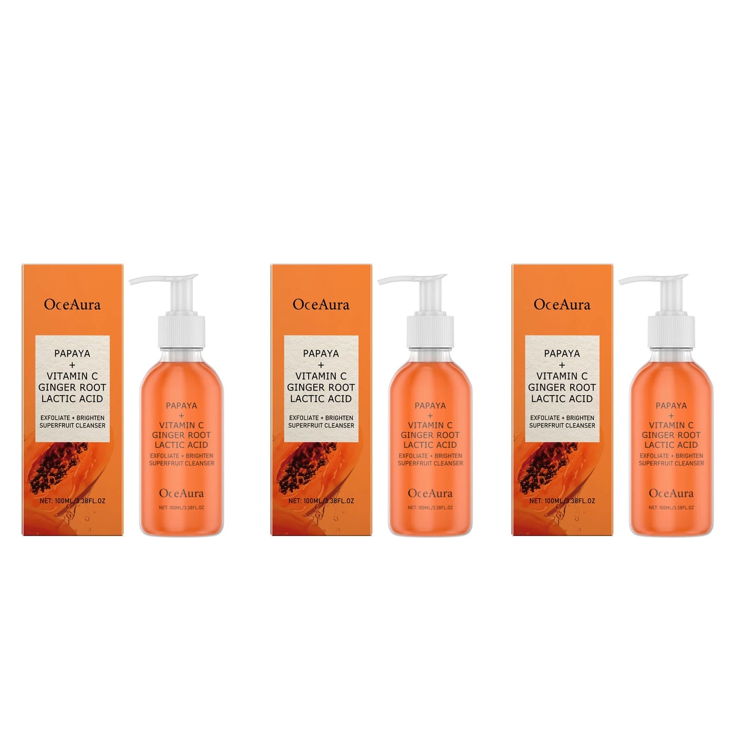 Papaya Exfoliating Facial Cleanser Brighten Skin Tone Shrink Pores Oil Control Rejuvenation Smoothing Deep Cleansing Face Wash Peaceful Pleasures Health and Wellness 300ml boxed