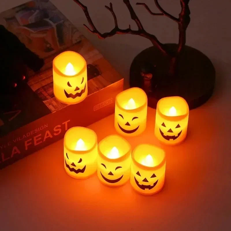 Halloween Pumpkin LED Candle Lights – 6 to 30 Pack Décor Props