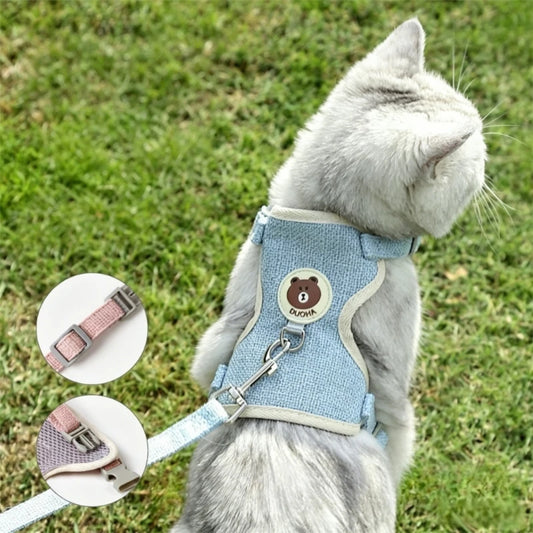Cat Dog Harness with Lead Leash Adjustable Vest Mesh Breathable Adjustable Chest Harness Outdoor Walking Cat Pet Supplies Peaceful Pleasures Health and Wellness
