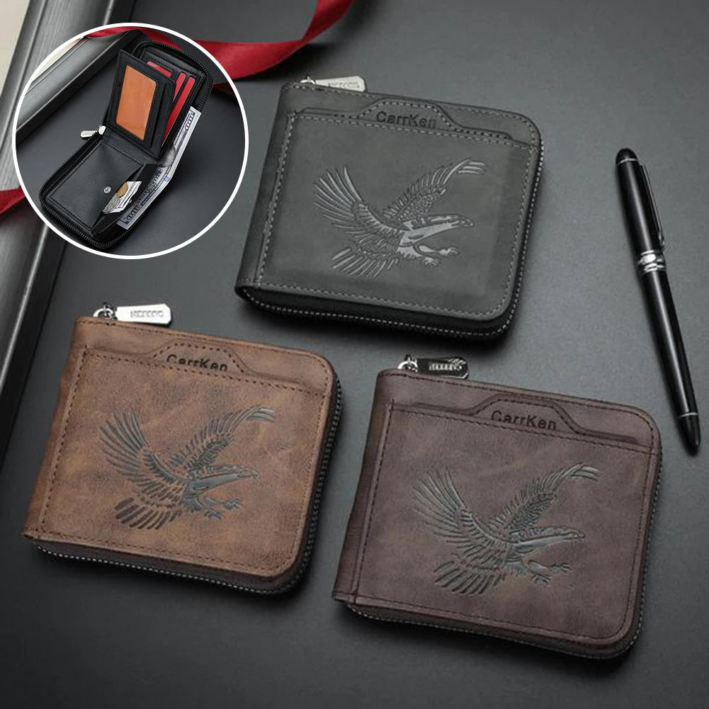 Men's Vintage Eagle-Embossed PU Leather Multi Card Wallet