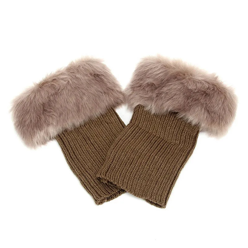 1 Pair High Quality Knitted Boot Cuffs Winter Leg Warmers Women Lady Crochet Knit Fur Trim Leg Boot Socks Toppers Cuffs Peaceful Pleasures Health and Wellness