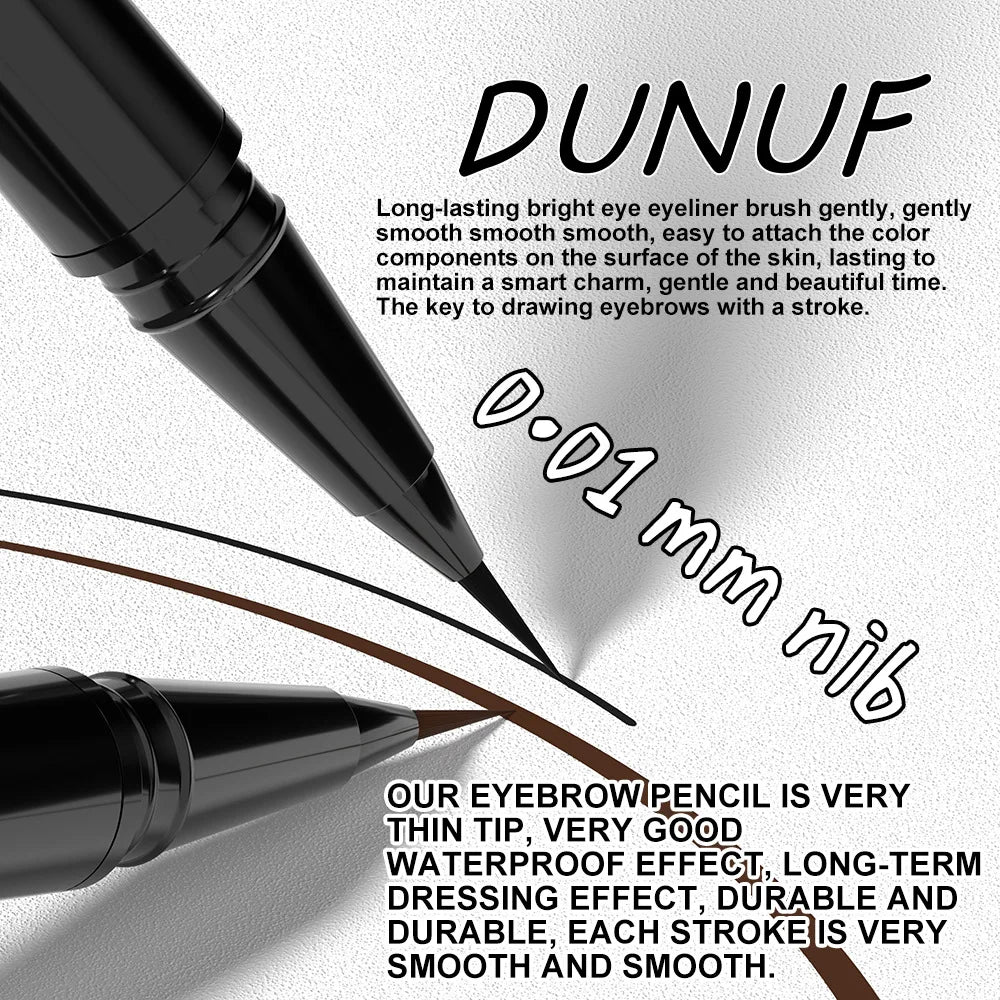 DUNUF Ultra-Fine Waterproof Liquid Eyebrow Pencil – Black & Brown