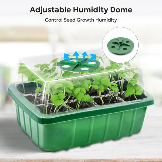 Seed Starter Tray Plant Starter Kit and Base Mini Greenhouse Germination Kit for Seeds Growing Starting Peaceful Pleasures Health and Wellness Green