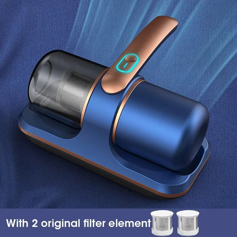 12KPa UV New Mattress Vacuum Mite Remover Dust Wireless Handheld Powerful Suction Vacuum Cleaner for Bed Pillow Clothes Sofa Peaceful Pleasures Health and Wellness Blue