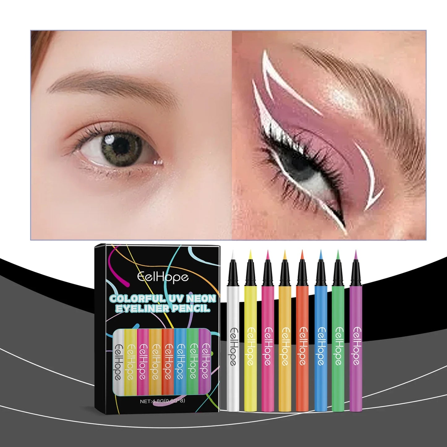 8-Color UV Neon Eyeliner Set – Waterproof, Long Lasting