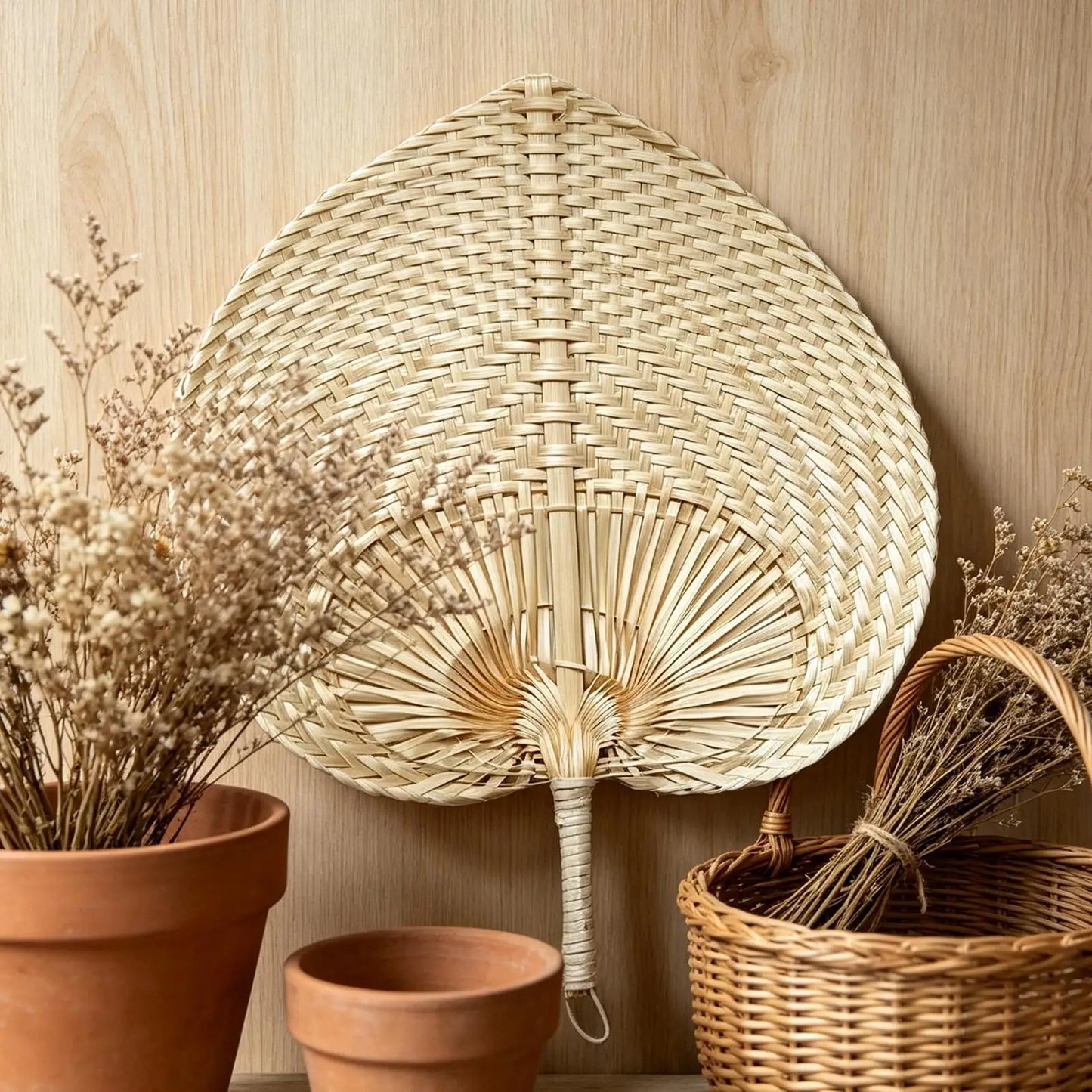 Handmade Raffia Palm Leaf Fan – Wedding Favors & Wall Decor