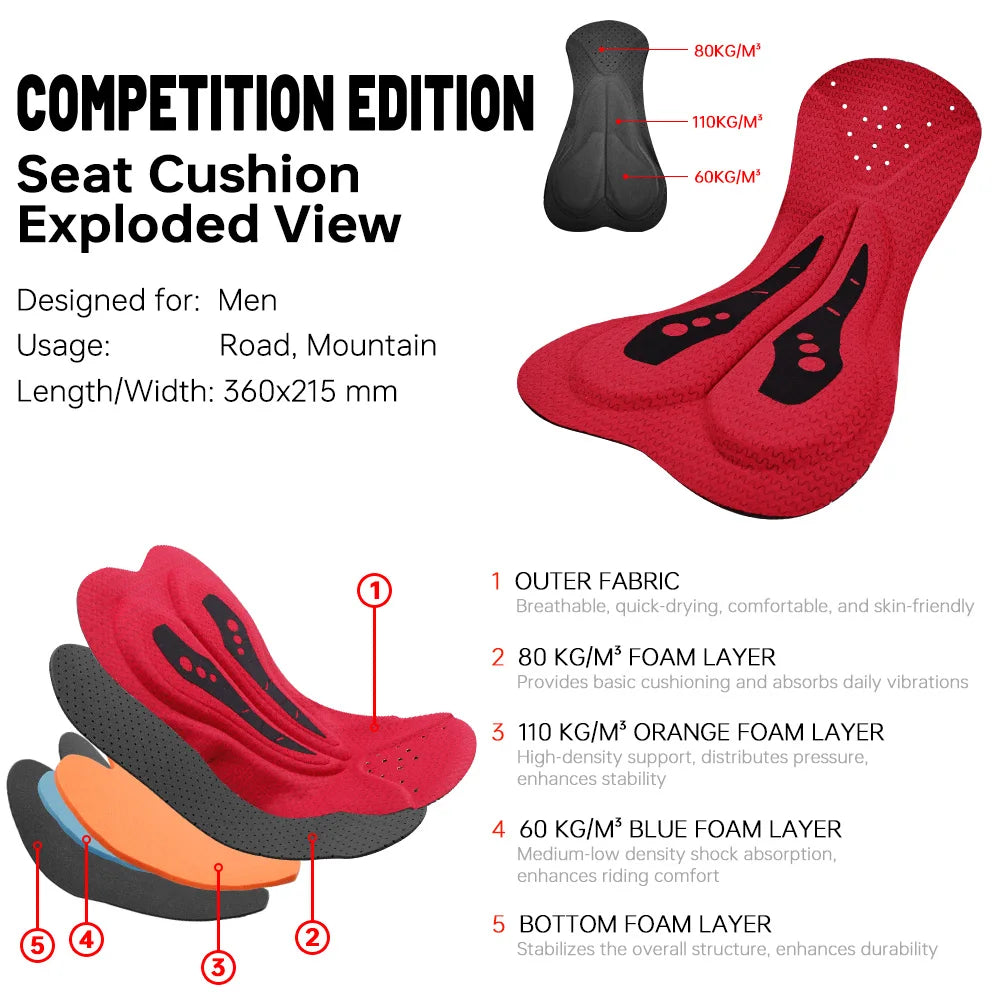 X-TIGER Men's Pro Cycling Bib Shorts – MTB & Road Long Rides