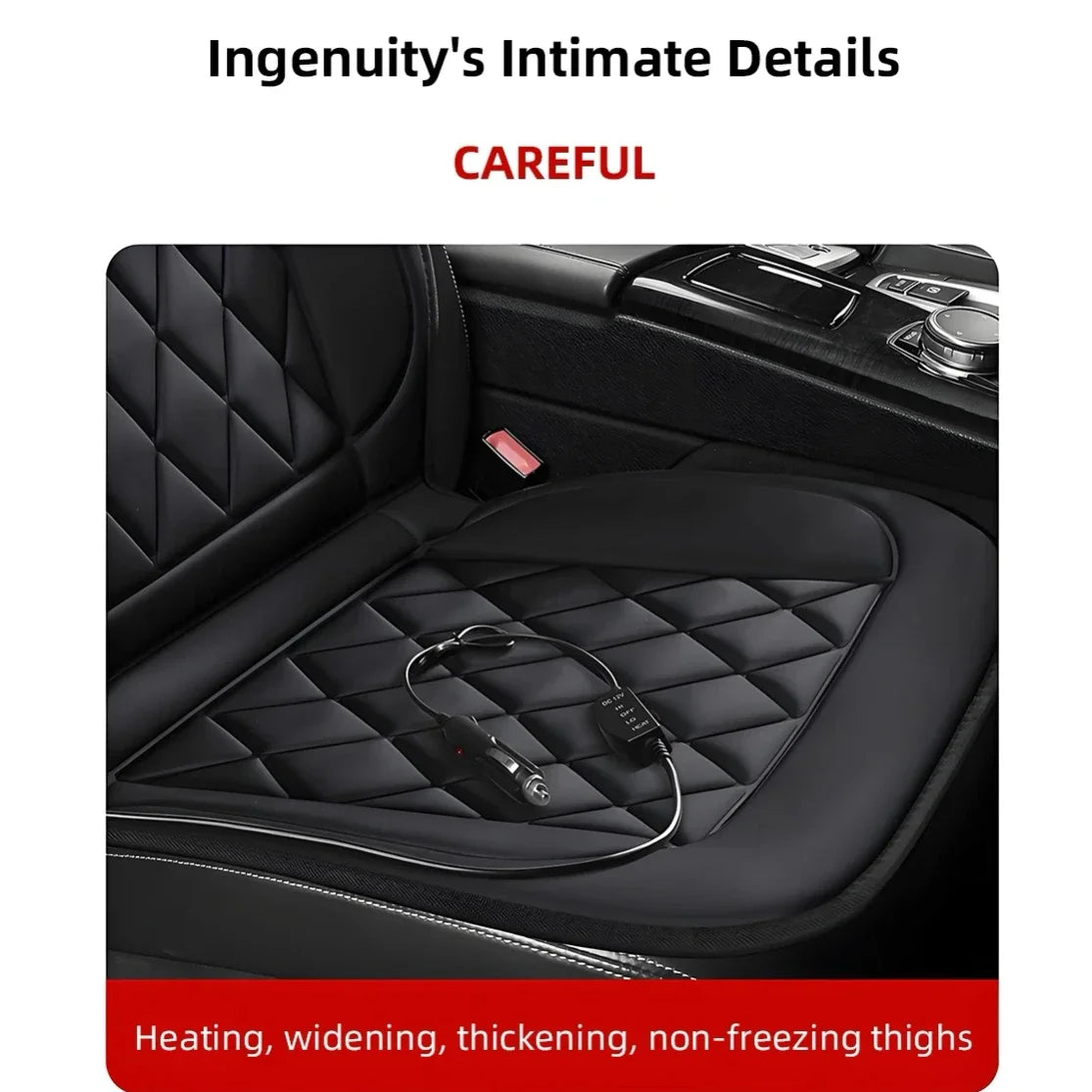 12V Cigarette Lighter Plug-in Car Heated Seat Cushion Integrated Electric Heating Backrest & Lumbar Support for Winter Warmth Peaceful Pleasures Health and Wellness