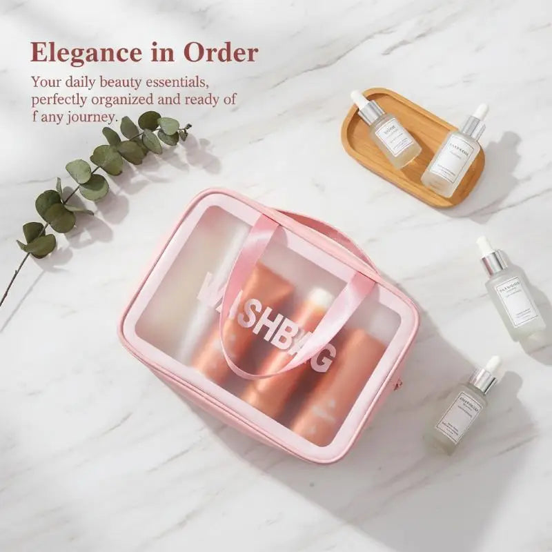 Dry-wet Separation Double Transparent PU Makeup Bag Portable Washing Bag Cosmetic Storage Bag Travel Fitness Swimming Essentials Peaceful Pleasures Health and Wellness