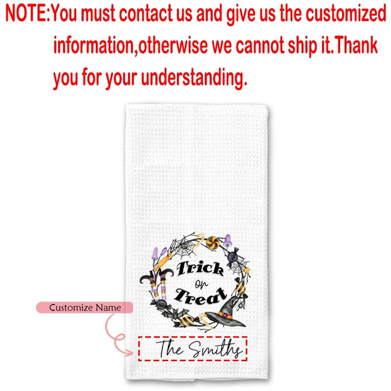 Personalized Halloween Dish Towel | Custom Hostess Gift