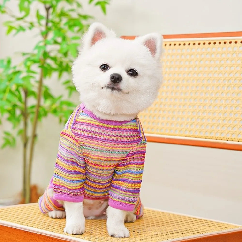 Dog Cooling Jumpsuit – Breathable Stripe Sun Protection Suit