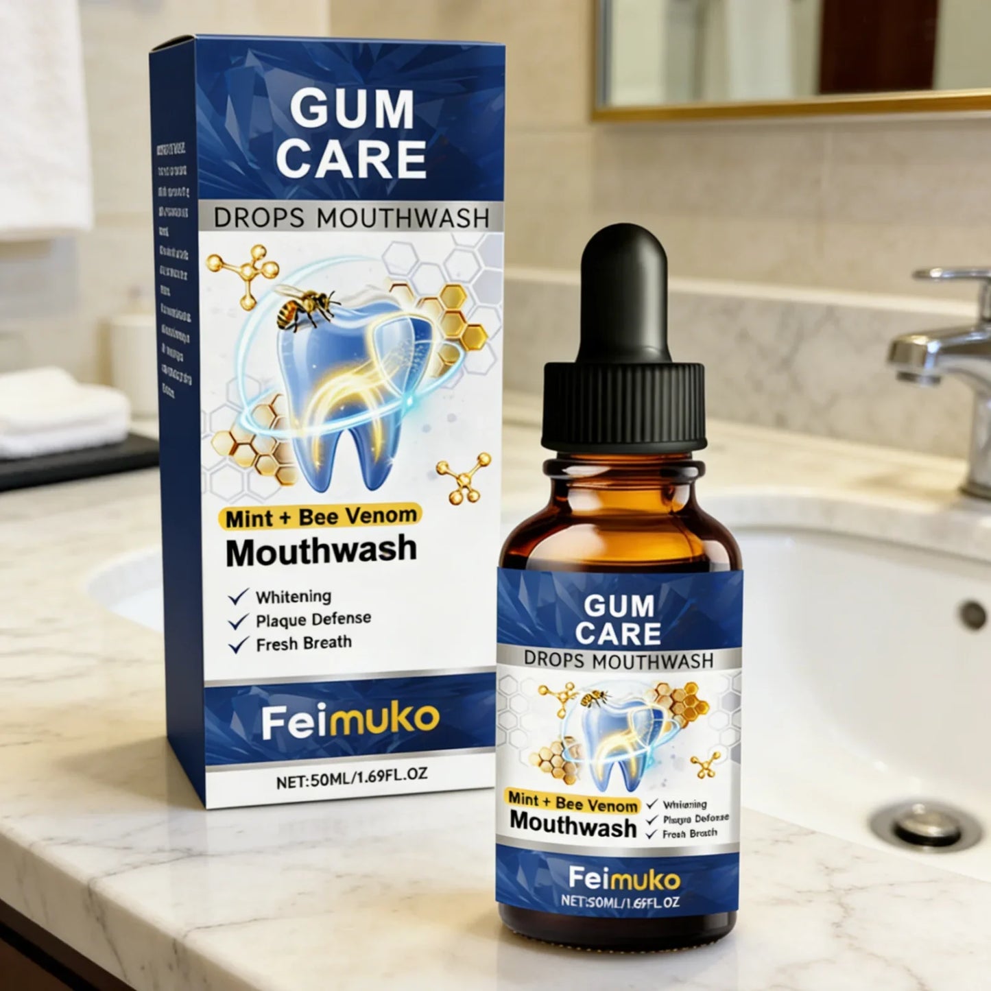 Feimuko Bee Venom Mouthwash – Gum Care & Whitening 50ml