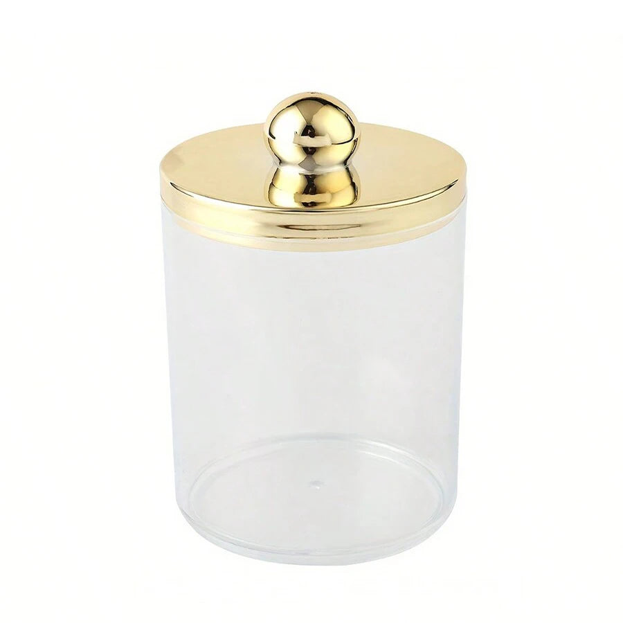 Acrylic Round Q-tip Holder & Cotton Ball Dispenser – Bathroom Organizer Jars (1, 2, or 3 Pcs)