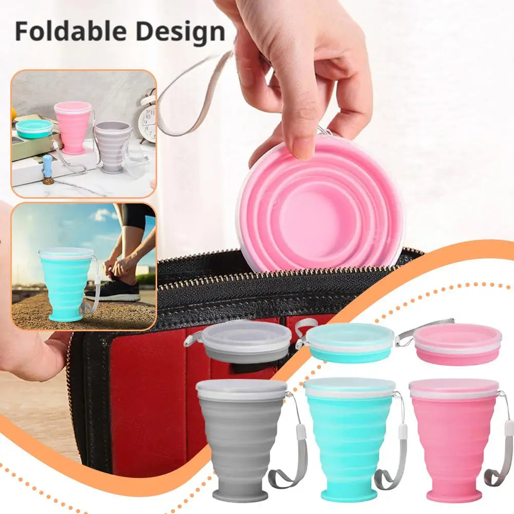 300ml Collapsible Silicone Camping Cup with Lid | Travel Mug