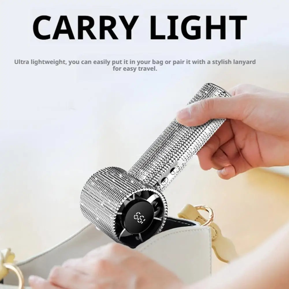 Portable Handheld Turbo Fan Luxury Modes Digital Electric Fan Handheld Turbo Fan 3 Gear Wind Long Battery Life With Digital Peaceful Pleasures Health and Wellness