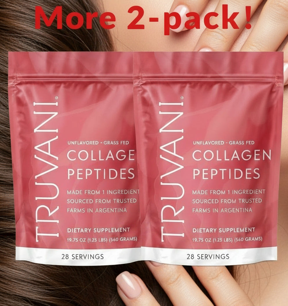Truvani collagen peptides package on a white background