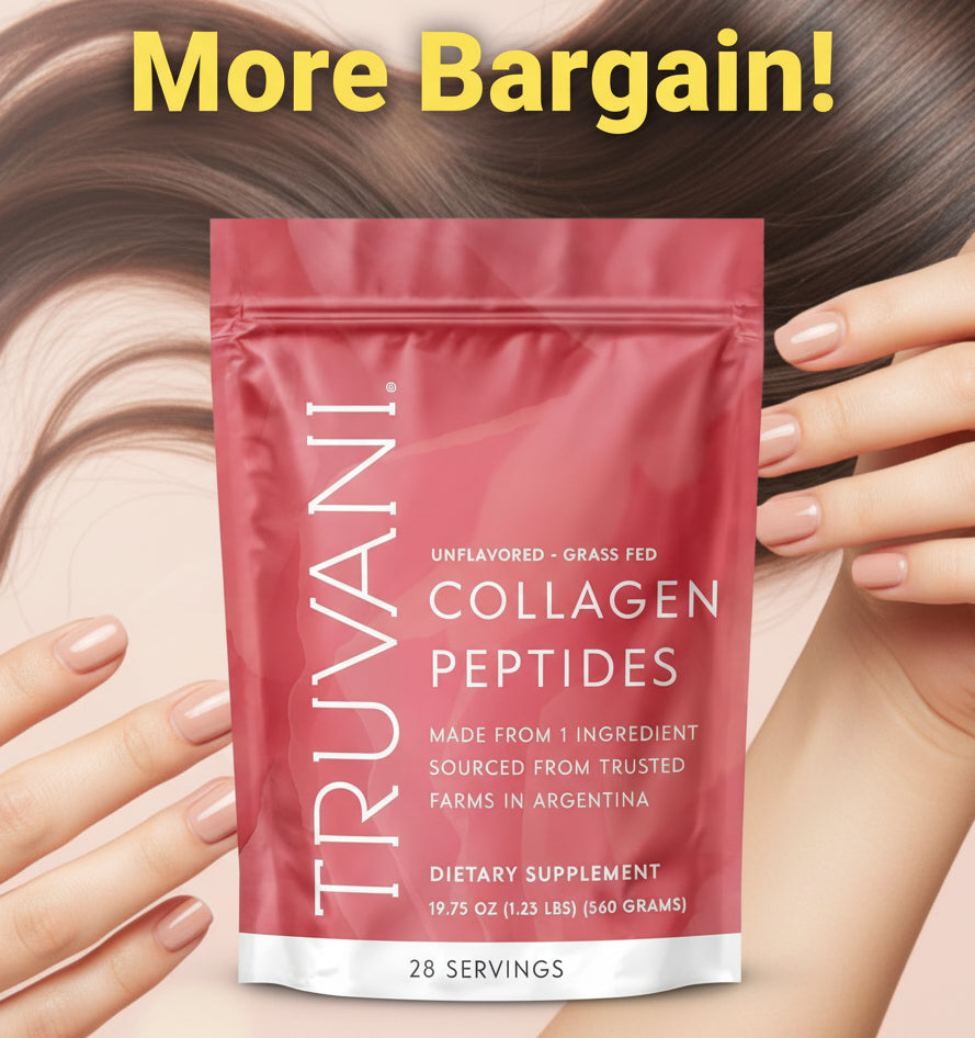 Truvani collagen peptides package on a white background