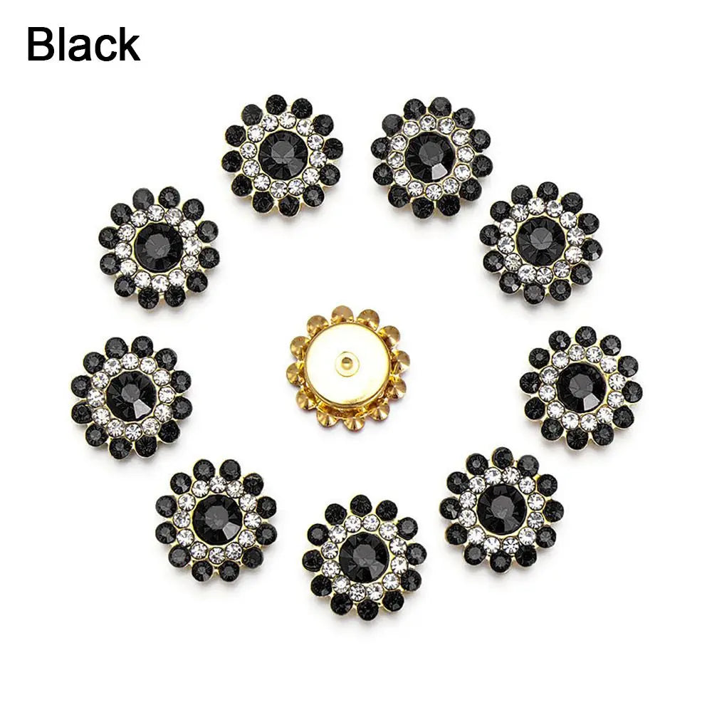10PCS Pearl Flower Rhinestone Buttons | Crystal Sewing Embellishments