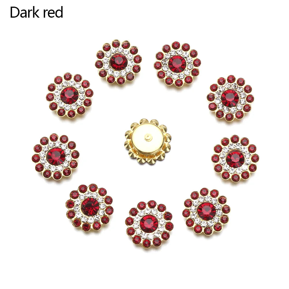 10PCS Pearl Flower Rhinestone Buttons | Crystal Sewing Embellishments
