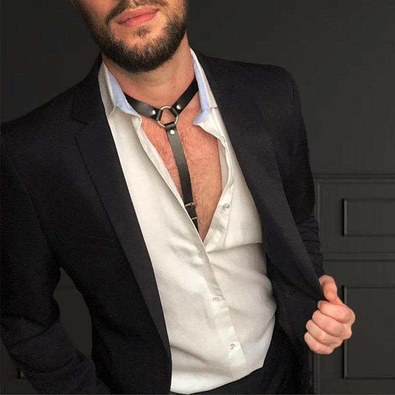 Sissy Men Faux Leather Suspenders Sexy Men's Suits Decor Temptation
