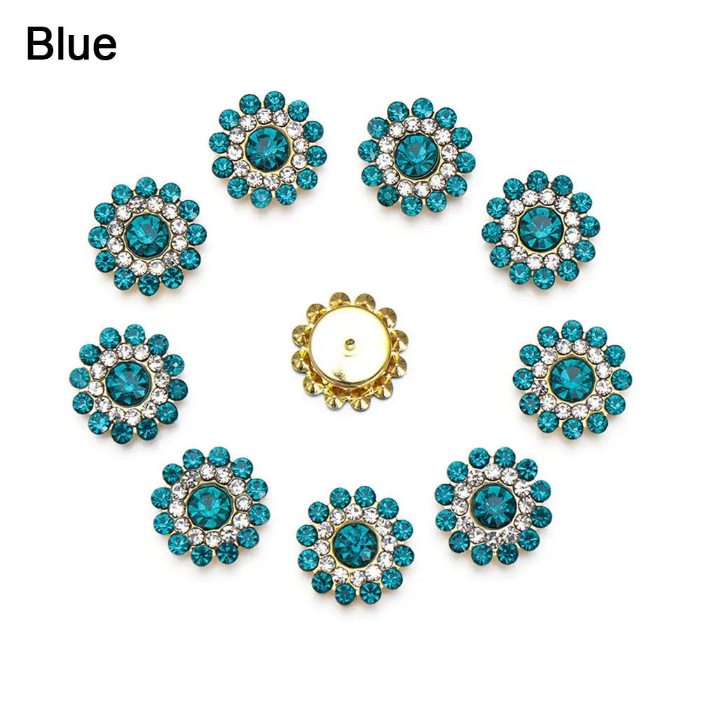 10PCS Pearl Flower Rhinestone Buttons | Crystal Sewing Embellishments