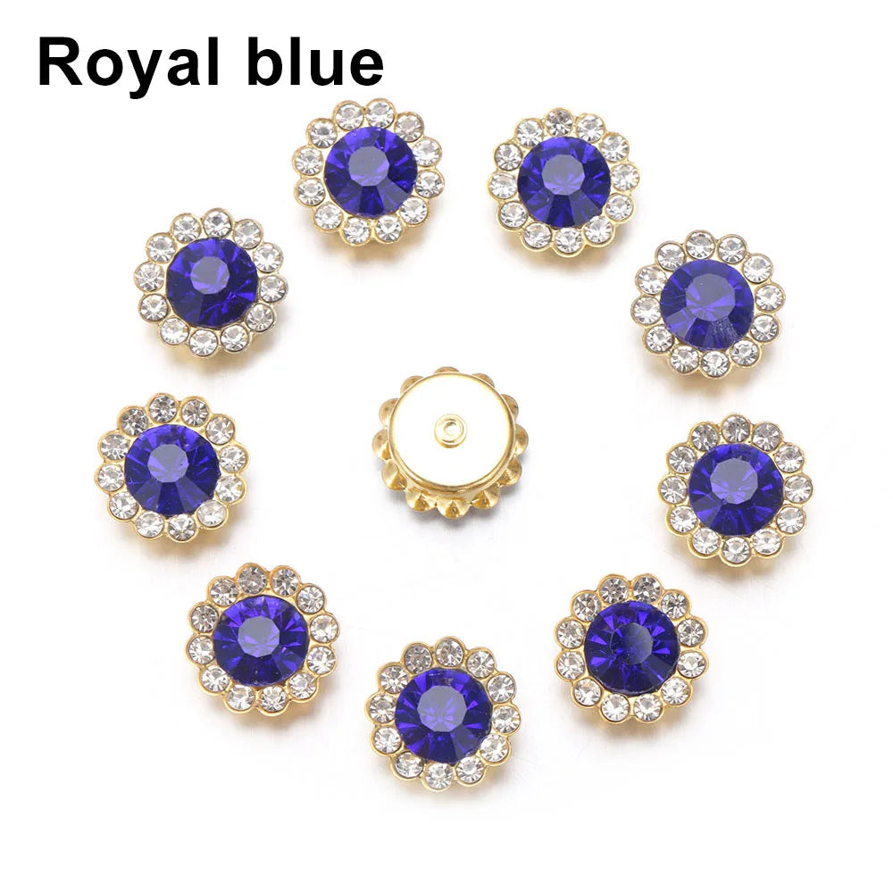 10PCS Pearl Flower Rhinestone Buttons | Crystal Sewing Embellishments