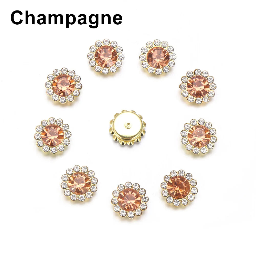 10PCS Pearl Flower Rhinestone Buttons | Crystal Sewing Embellishments