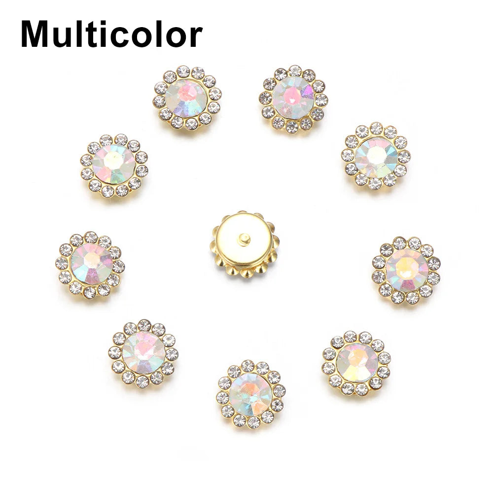 10PCS Pearl Flower Rhinestone Buttons | Crystal Sewing Embellishments