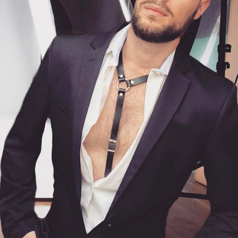 Sissy Men Faux Leather Suspenders Sexy Men's Suits Decor Temptation