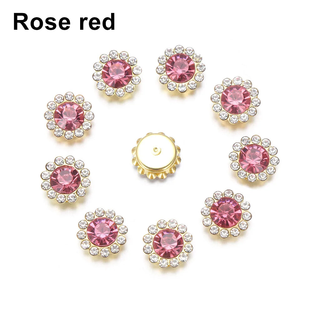 10PCS Pearl Flower Rhinestone Buttons | Crystal Sewing Embellishments