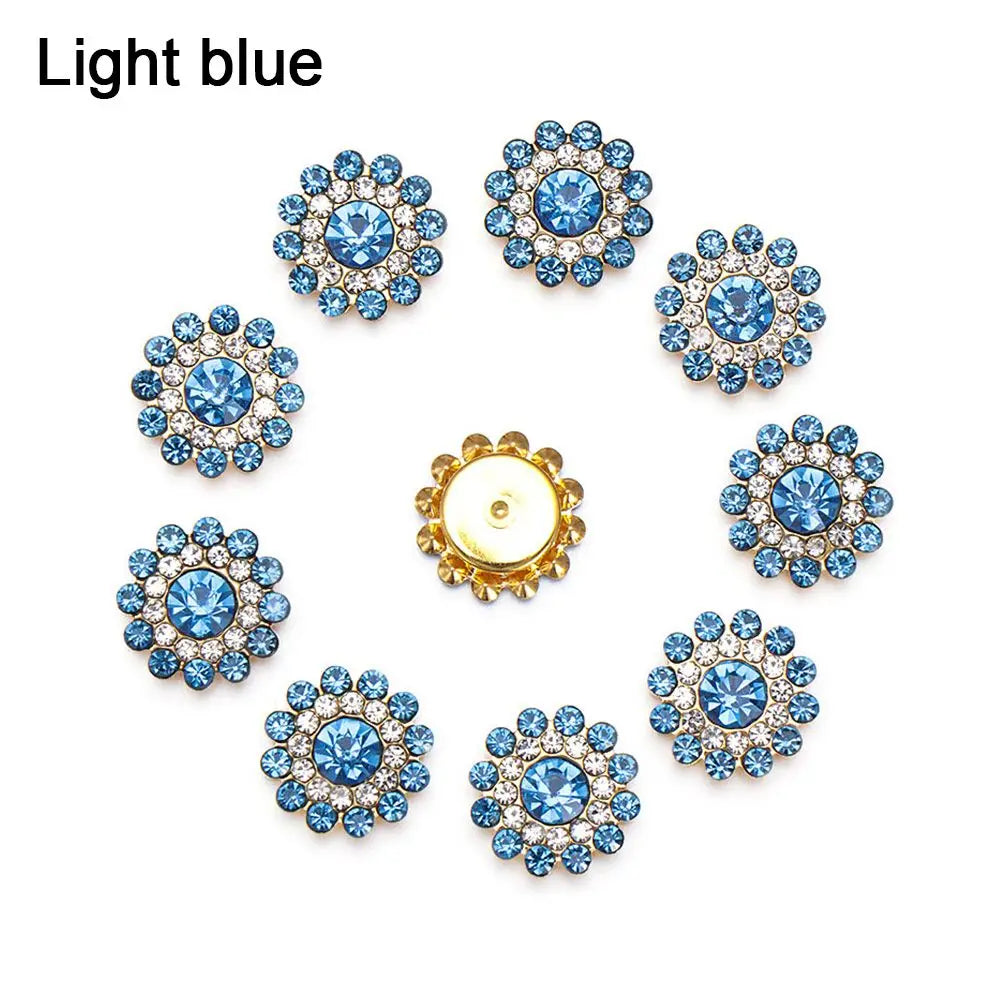 10PCS Pearl Flower Rhinestone Buttons | Crystal Sewing Embellishments