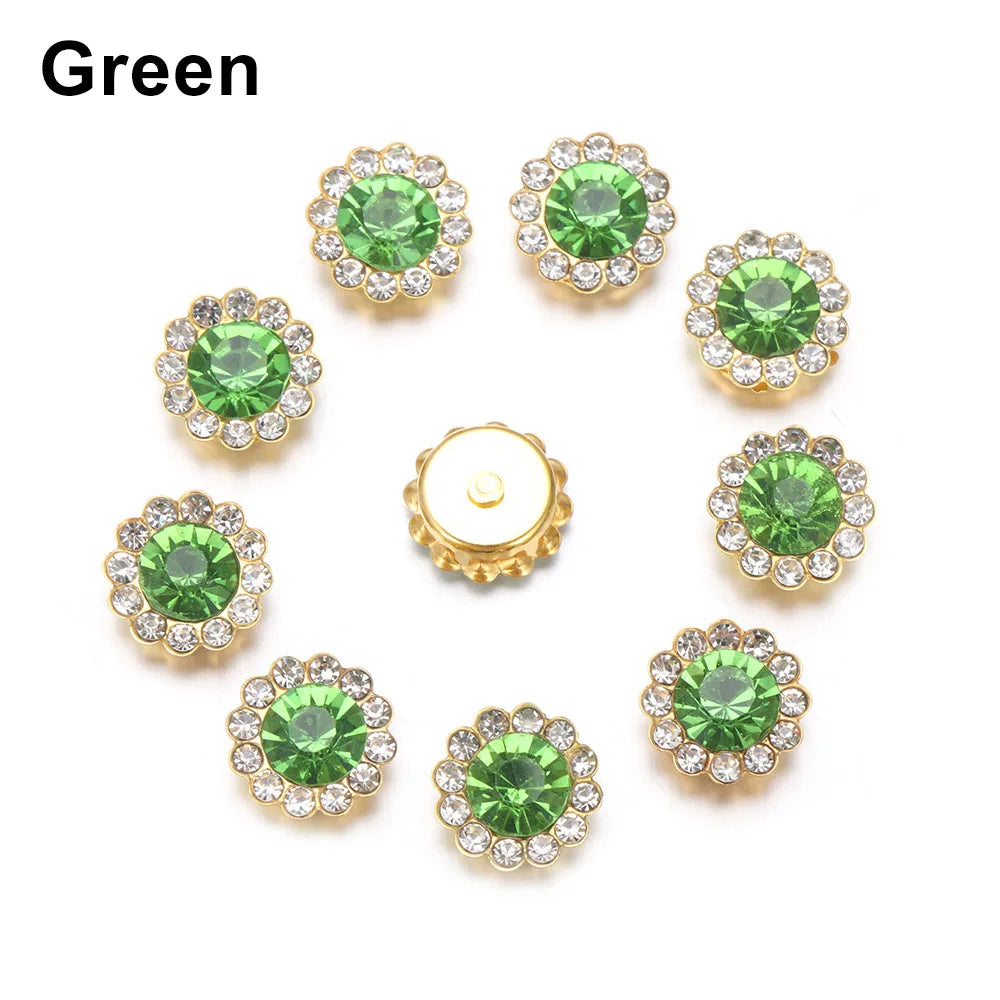 10PCS Pearl Flower Rhinestone Buttons | Crystal Sewing Embellishments
