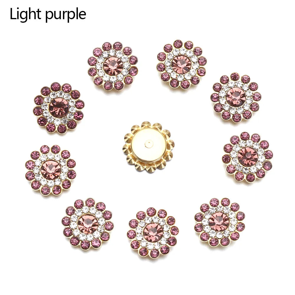 10PCS Pearl Flower Rhinestone Buttons | Crystal Sewing Embellishments