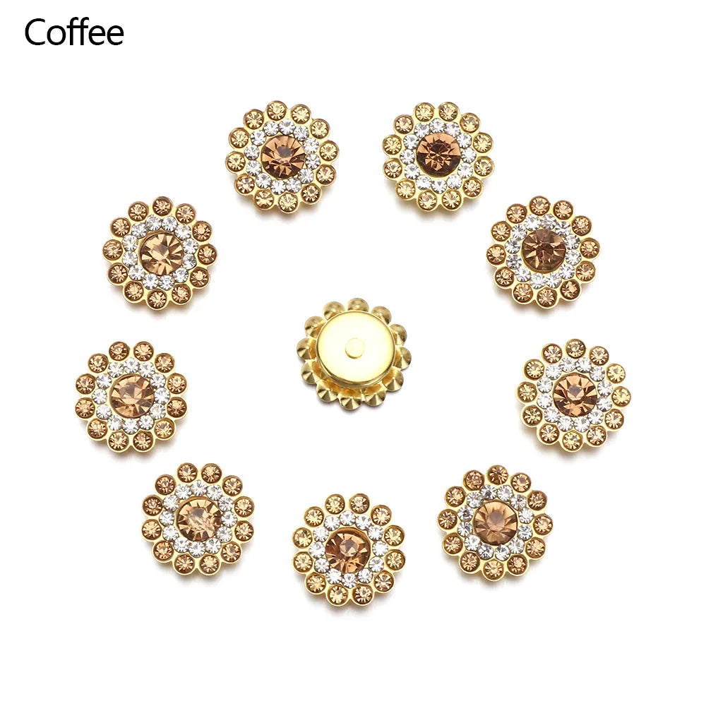 10PCS Pearl Flower Rhinestone Buttons | Crystal Sewing Embellishments