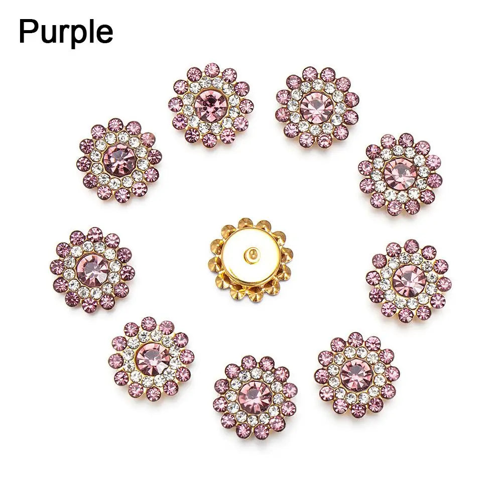 10PCS Pearl Flower Rhinestone Buttons | Crystal Sewing Embellishments