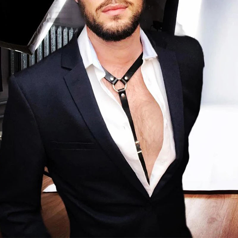 Sissy Men Faux Leather Suspenders Sexy Men's Suits Decor Temptation