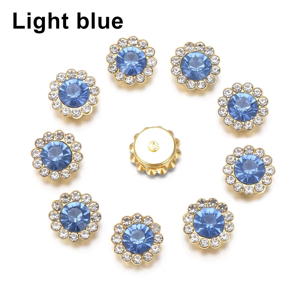 10PCS Pearl Flower Rhinestone Buttons | Crystal Sewing Embellishments