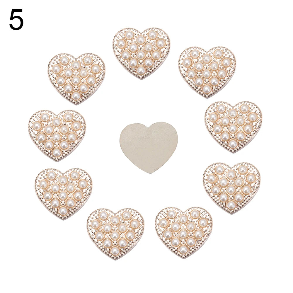 10PCS Pearl Flower Rhinestone Buttons | Crystal Sewing Embellishments
