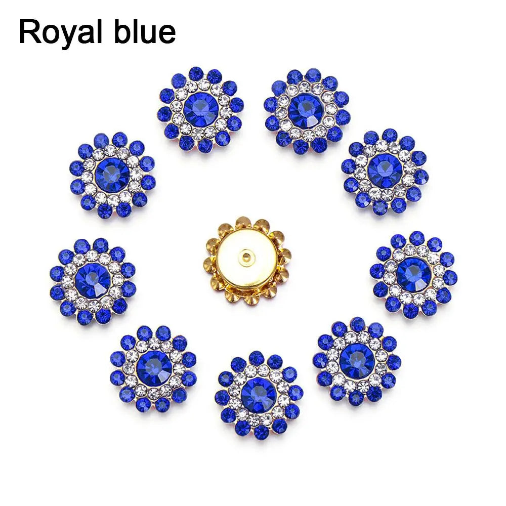 10PCS Pearl Flower Rhinestone Buttons | Crystal Sewing Embellishments