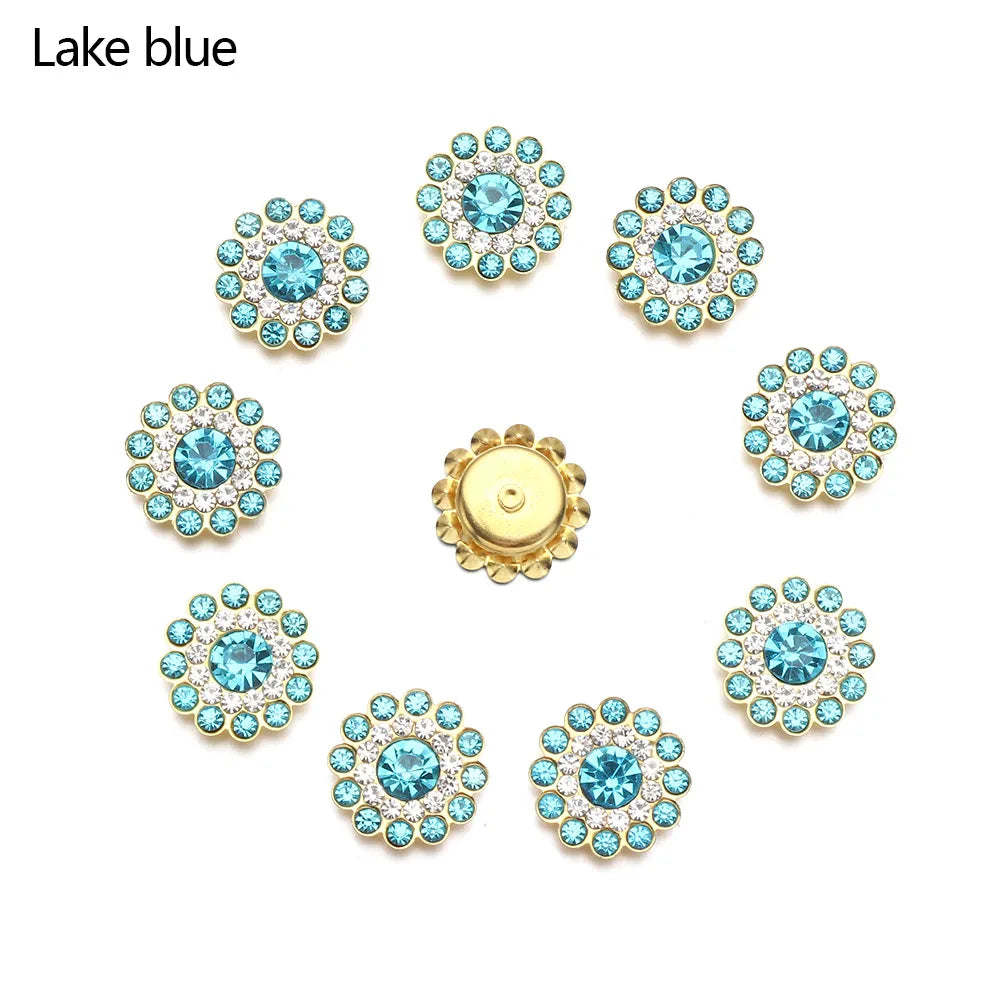 10PCS Pearl Flower Rhinestone Buttons | Crystal Sewing Embellishments