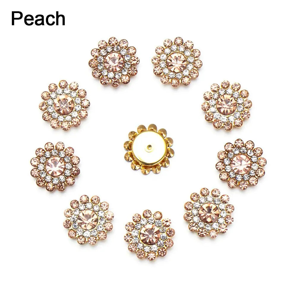 10PCS Pearl Flower Rhinestone Buttons | Crystal Sewing Embellishments