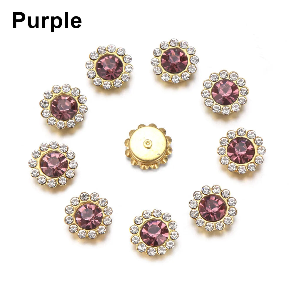 10PCS Pearl Flower Rhinestone Buttons | Crystal Sewing Embellishments