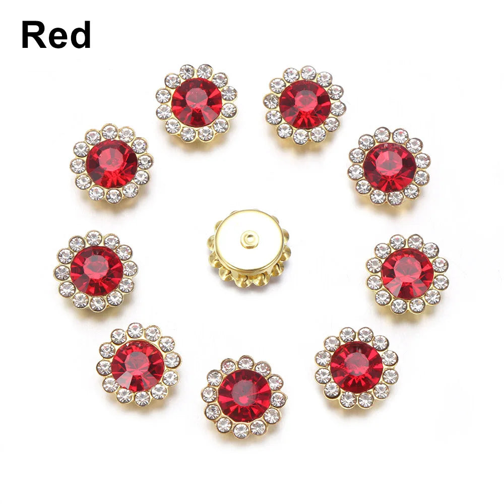 10PCS Pearl Flower Rhinestone Buttons | Crystal Sewing Embellishments
