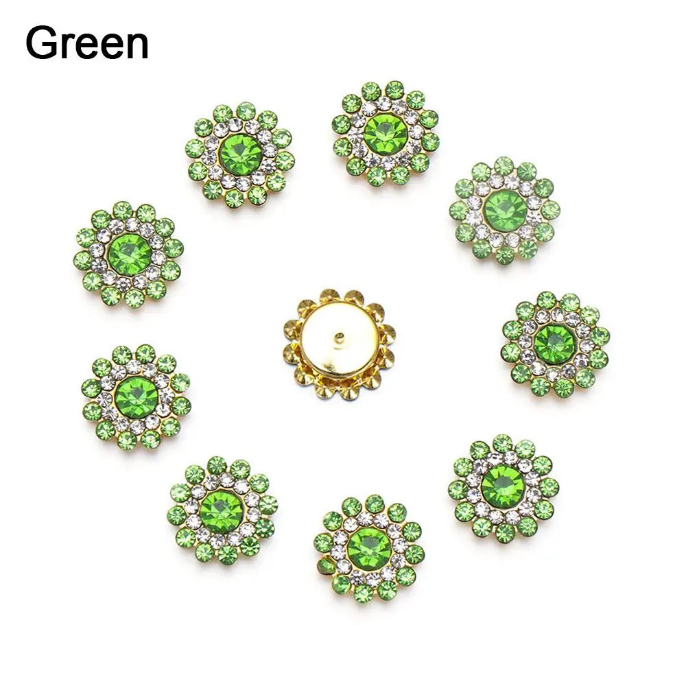 10PCS Pearl Flower Rhinestone Buttons | Crystal Sewing Embellishments