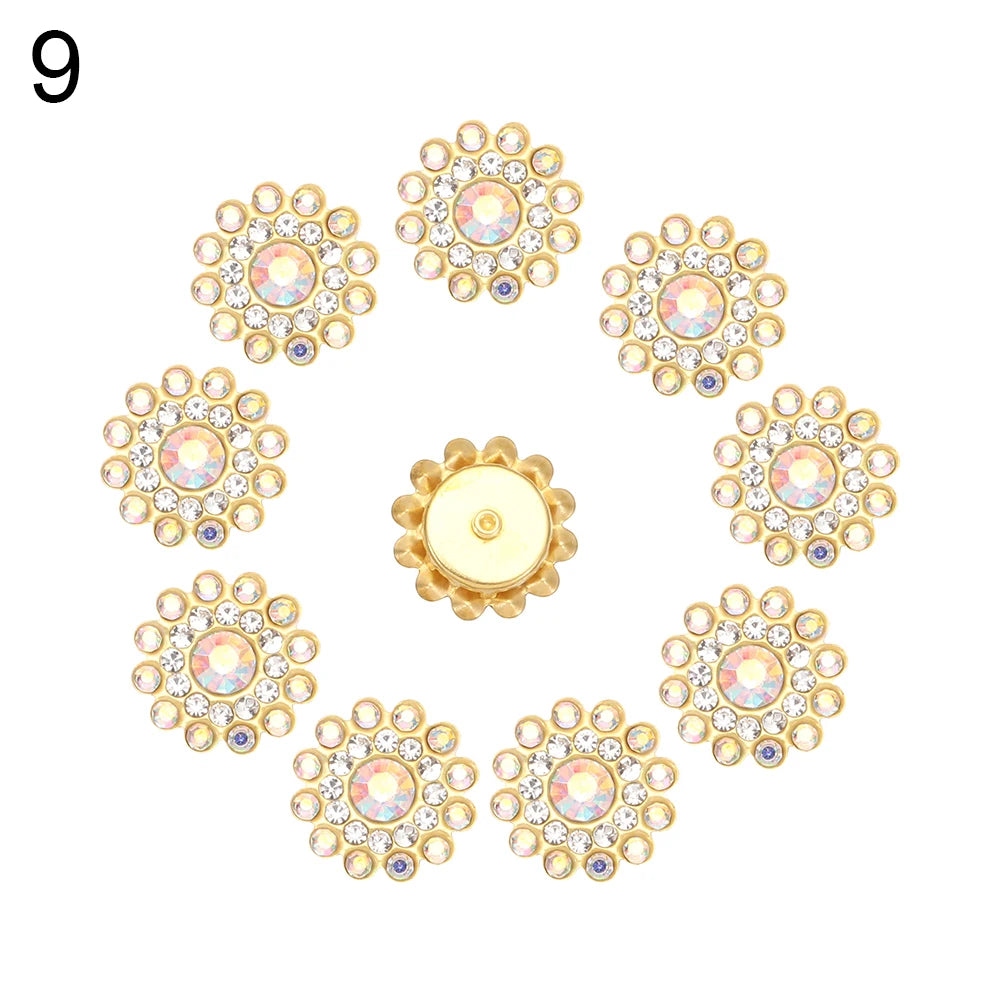 10PCS Pearl Flower Rhinestone Buttons | Crystal Sewing Embellishments